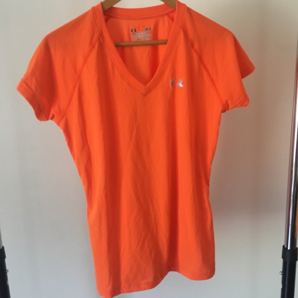 Sm Orange Under Armour Heat Gear Semi Fit Tee